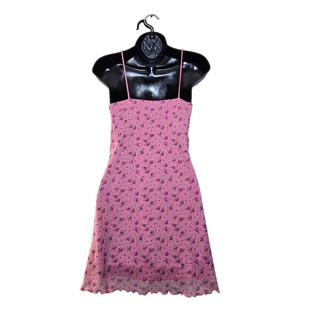 Urban Outfitters Elodie Pink Mini Floral Mini Dress Womens Size Small Y2K - Picture 3 of 5
